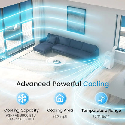 8000 BTU Portable Air Conditioners,Portable AC Cools up to 350 Sq.Ft,Room Air Conditioner with Remote Control,Dehumidifier