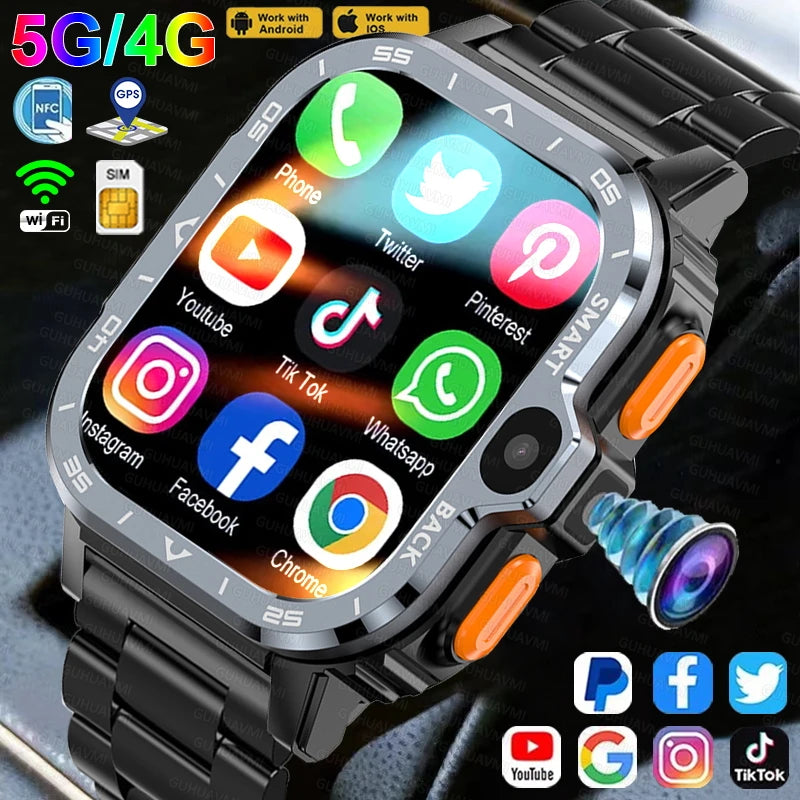 2024 New SIM Smart Watch 4G Network GPS Navigation Wifi NFC Dual Camera 64G ROM Storage Video Music Smartwatches For Android iOS