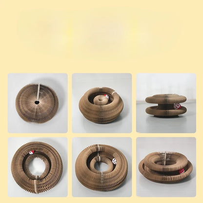 Magic Organ Foldable Cat Interactive funny Toys Pet Supplies with Bell Cat Grinding Claw Climbing Frame Round Corrugated Sleep