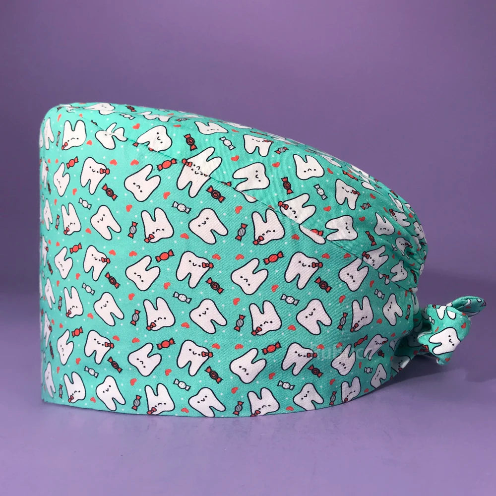 Doctor Nurse Pet Shop Surgical Head Caps Lab Unisex Dentist Scrub Cap Doctor Operating Room Pattern Printing Medical Soft Caps