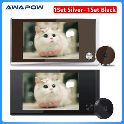 Awapow 3.5 Inch Video Peephole Doorbell Camera 120° Door Viewer Cat Eye Smart Home Outdoor Motion Detection for Home Security