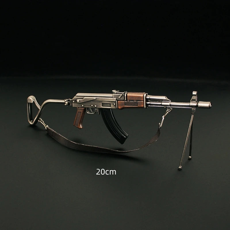 20cm PUBG Weapon Model Metal AK47 Gun Toy RPK Light Machine Gun Keychain Miniatures AKM Alloy Arms Military Equipment Gift