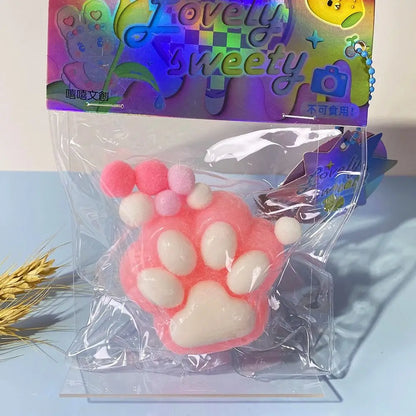 Cartoon Cat Claw Squeeze Pinching Transparent Toy Cute Cat Paw Slow Rebound Decompression Toy Kids Stress Release Vent Toy