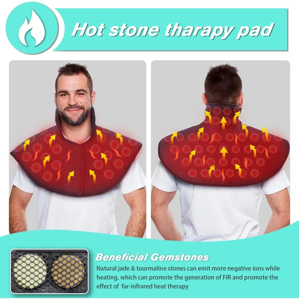 Heating Pad for Neck and Shoulders,Natural Jade Tourmaline,Upgrade Size to Cover More Areas of Neck,Shoulder,Shoulder Blade