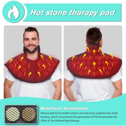 Heating Pad for Neck and Shoulders,Natural Jade Tourmaline,Upgrade Size to Cover More Areas of Neck,Shoulder,Shoulder Blade
