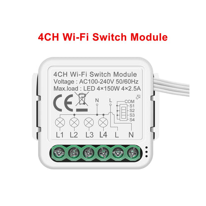 GIRIER Tuya Smart WiFi Light/Curtain/Dimmer Switch Modules Support 2 Way Control Works with Alexa Hey Google Alice No Hub Needed