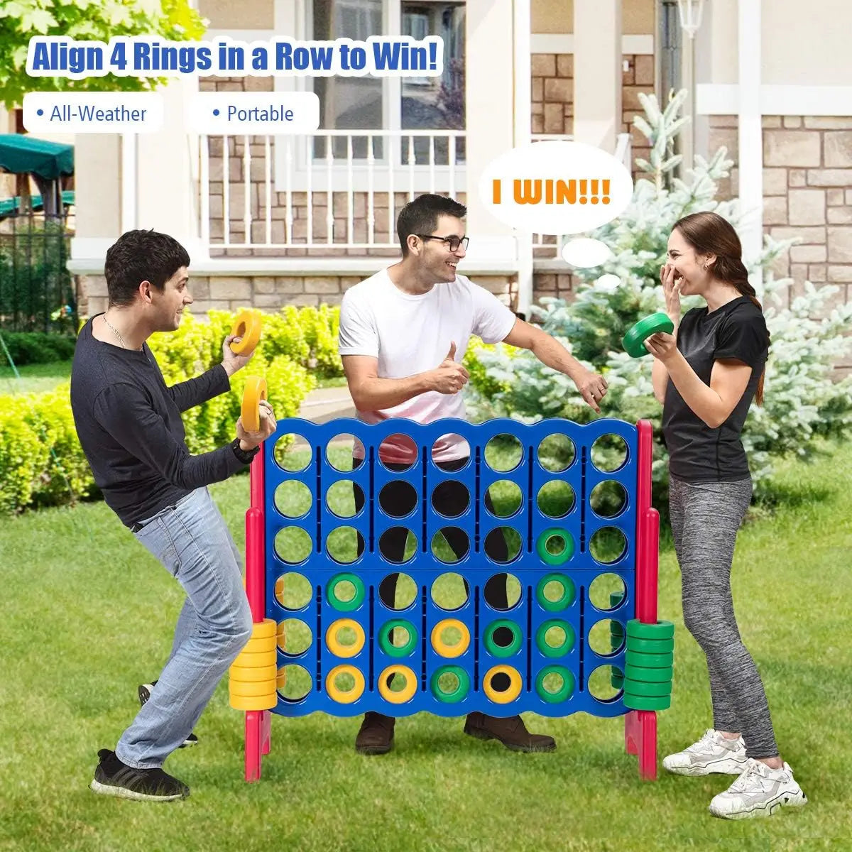 Giant 4-in-A-Row, Jumbo 4-to-Score Giant Games for Kids & Adults, Indoor Outdoor Party Family Connect Plastic Game, 4 Feet Wide