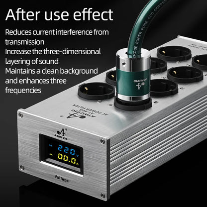 Hi-end EU Hifi Power Filter for Standard EU Socket Noise-free Audio Purifier Filter Power Conditioner with EU Outlets Strip