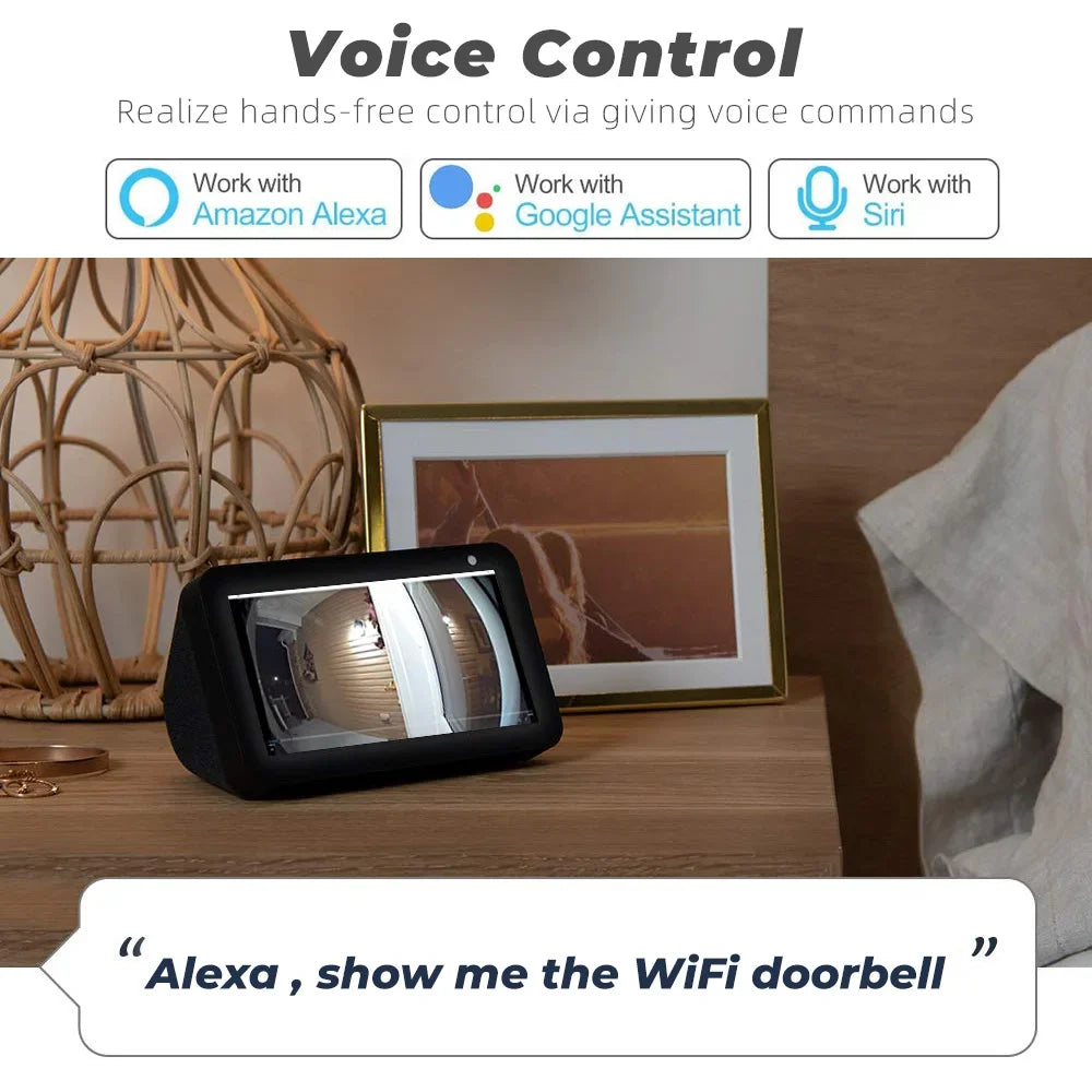 Smart Home WiFi Wired Video Doorbell 1080P HD Tuya Doorbell with Security Camera Two-Way Talk Support Alexa Google Home Doorbell