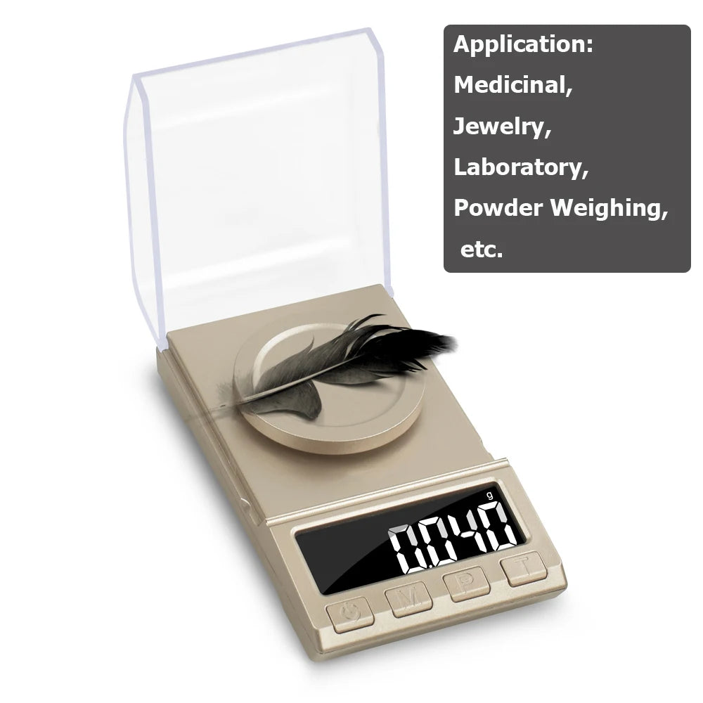 NEWACALOX 0.001g Precision Digital Scales 50g/100g/200g Balance Weight Electronic Jewelry Scale USB Powered Medicinal Weighing