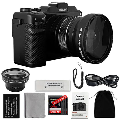 Komery 56MP Digital Professional Camcorder 4K ultra HD Video Compact Cameras Selfie Dual battery 18X Zoom WIFI Webcam DIY Shells