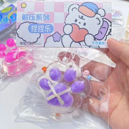 Cartoon Cat Claw Squeeze Pinching Transparent Toy Cute Cat Paw Slow Rebound Decompression Toy Kids Stress Release Vent Toy