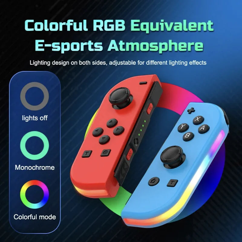 JOY 02 Wireless Gamepad RGB LED 5.2 BT Switch L/R Joypad for Nintendo Switch/Lite/Oled Cons Joystick with Dual Vibration For PC