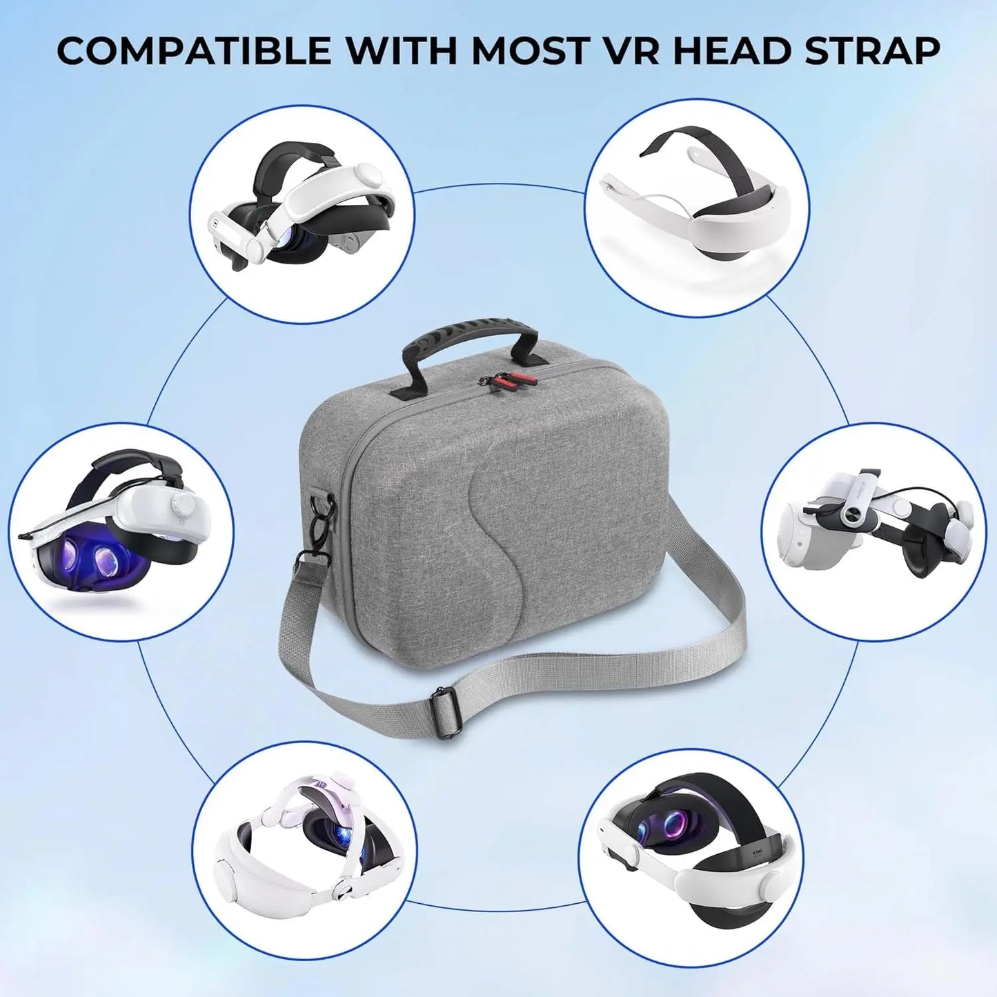 Travel Carrying Case for BOBOVR M3PRO Battery Head Strap, EVA Hard Shell Storage Bag for M3PRO VR Headset Controller Accessories