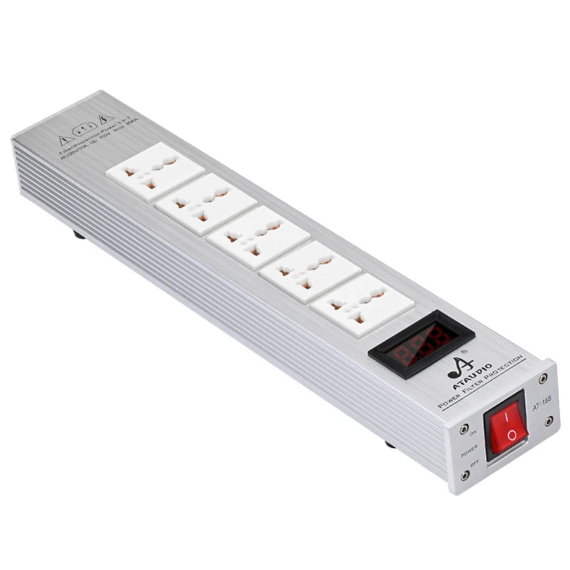 ATAUDIO Hifi Power Filter Power Power Conditioner Purifier Surge Protection with US Plug and Universal Socket