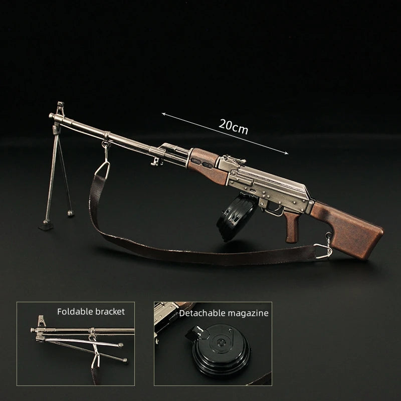 20cm PUBG Weapon Model Metal AK47 Gun Toy RPK Light Machine Gun Keychain Miniatures AKM Alloy Arms Military Equipment Gift