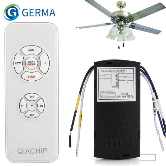 GERMA Universal Ceiling Fan Lamp Remote Control Kit AC 110-240V Timing Control Switch Adjusted Wind Speed Transmitter Receiver