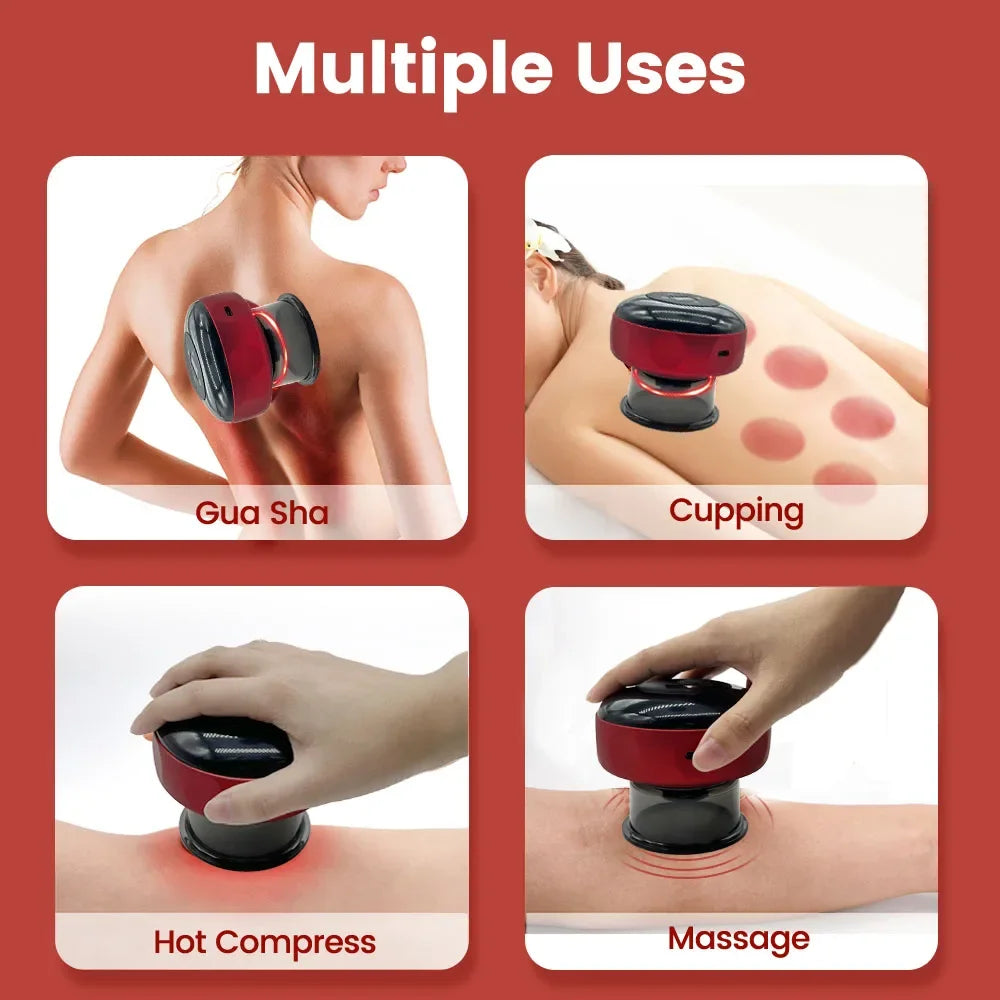 Smart Electric Vacuum Cupping Device Body Scraping Massager Heating Suction Cup Device Back Neck Arm Massger Fatigue Relief