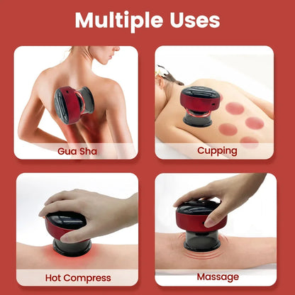 Smart Electric Vacuum Cupping Device Body Scraping Massager Heating Suction Cup Device Back Neck Arm Massger Fatigue Relief