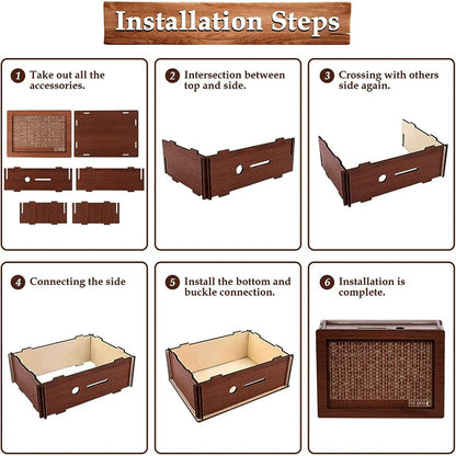 Wooden Money Saving Box Reusable Piggy Bank Money Container for 1000/2000/3000/5000/10000 Euro Cash Coin Case
