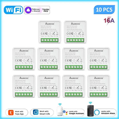 Tuya 16A MINI Wifi Smart Switch Support 2-way Control Timer Wireless Switches Smart Home Automation With Alexa Google Home Alice