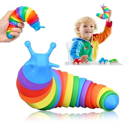 Colorful Slug Snail Toy Articulated Flexible 3D Slug Fidget Toy All Ages Relief Anti-Anxiety Sensory Toys for Children