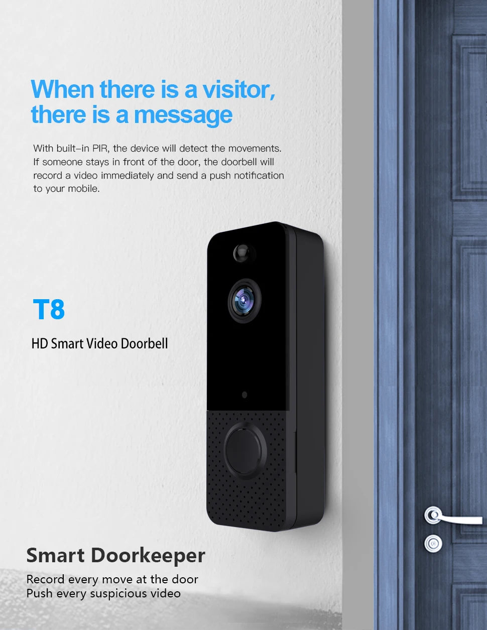 720P Aiwit APP WiFi Doorbell Low Consumption Battery Power Visual Door Peephole Video Eye Night PIR Home Security Doorviewer