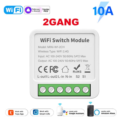 Tuya WiFi 1/2/3/4 gang Smart Switch Module with Dual Way Control Smart Life Smart Home Work with Alexa Google home Yandex Alice