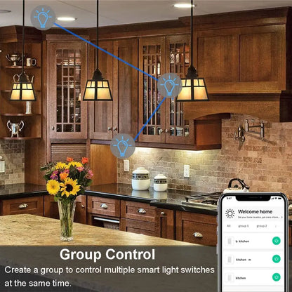 WiFi Smart Switch EU Neutral Wire/No Neutral Wire Touch Light Switch Works with Alexa Google Home Alice 1/2/3/4 Gang Smart Home