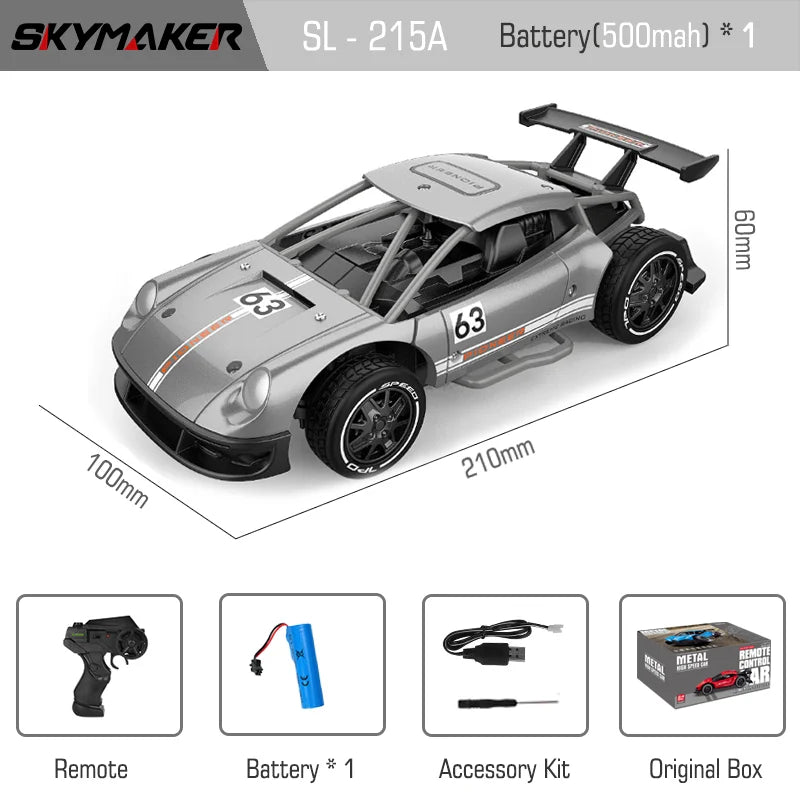 RC Metal Car Toys 1/24 2.4G High Speed Remote Control Mini Scale Model Vehicle Electric Metal RC Car Toys for Boys Children Gift