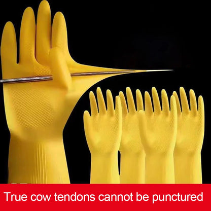 Cow Tendon Latex Gloves Dishwashing Rubber Durable Household Rubber Plastic Kitchen Work Wear-resistant Waterproof 6 Pairs