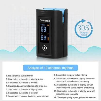 Bluetooth Finger Pulse Oxygenation Monitor Alarms Blood Oxygen Heart Rate PI PR Storage Log Data Continuous Monitoring