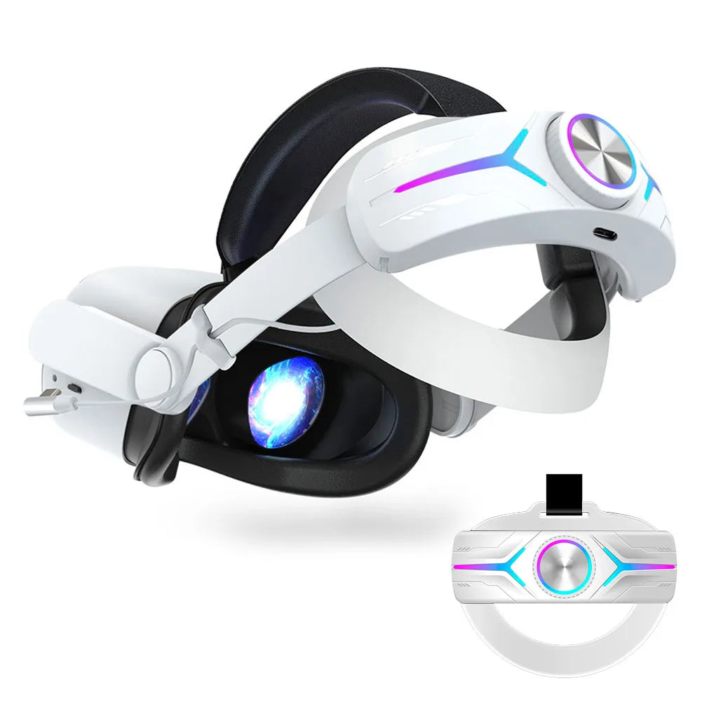 RGB Head Strap Comfort Head Strap Accessories Battery 8000mAh Enhanced Support and Balance Extend 8h Playtime for Meta Quest 2