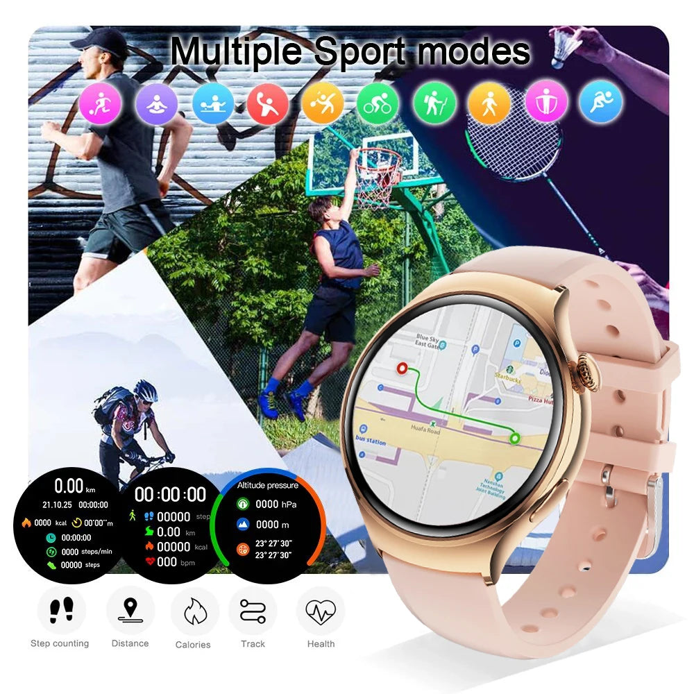 2024 New For Huawei Watch 4 Mini NFC Smart Watch Women AMOLED HD Screen IP68Waterproof Heart Rate Blood Sugar BT Call Smartwatch