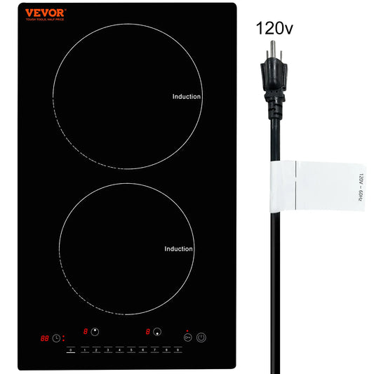 VEVOR 2 Burners Electric Induction Cooktop Stove Hob Built-in Burner Cooker Sensor Touch Control Magnetic Cooker Hot Plate