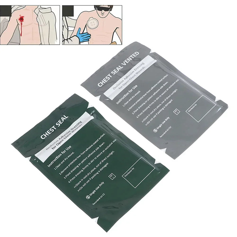 Portable Chest Seal Vented Dressing Bandage First Aid Kit Rescue Hyfin IFAK Chest Seal Outdoor Emergency Medical Treatment