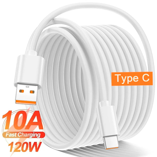 120W 10A USB Type C Cable Super Fast Charing Line for Xiaomi Samsung Huawei Mate 60 50 Honor POCO Quick Charge USB C Data Cord
