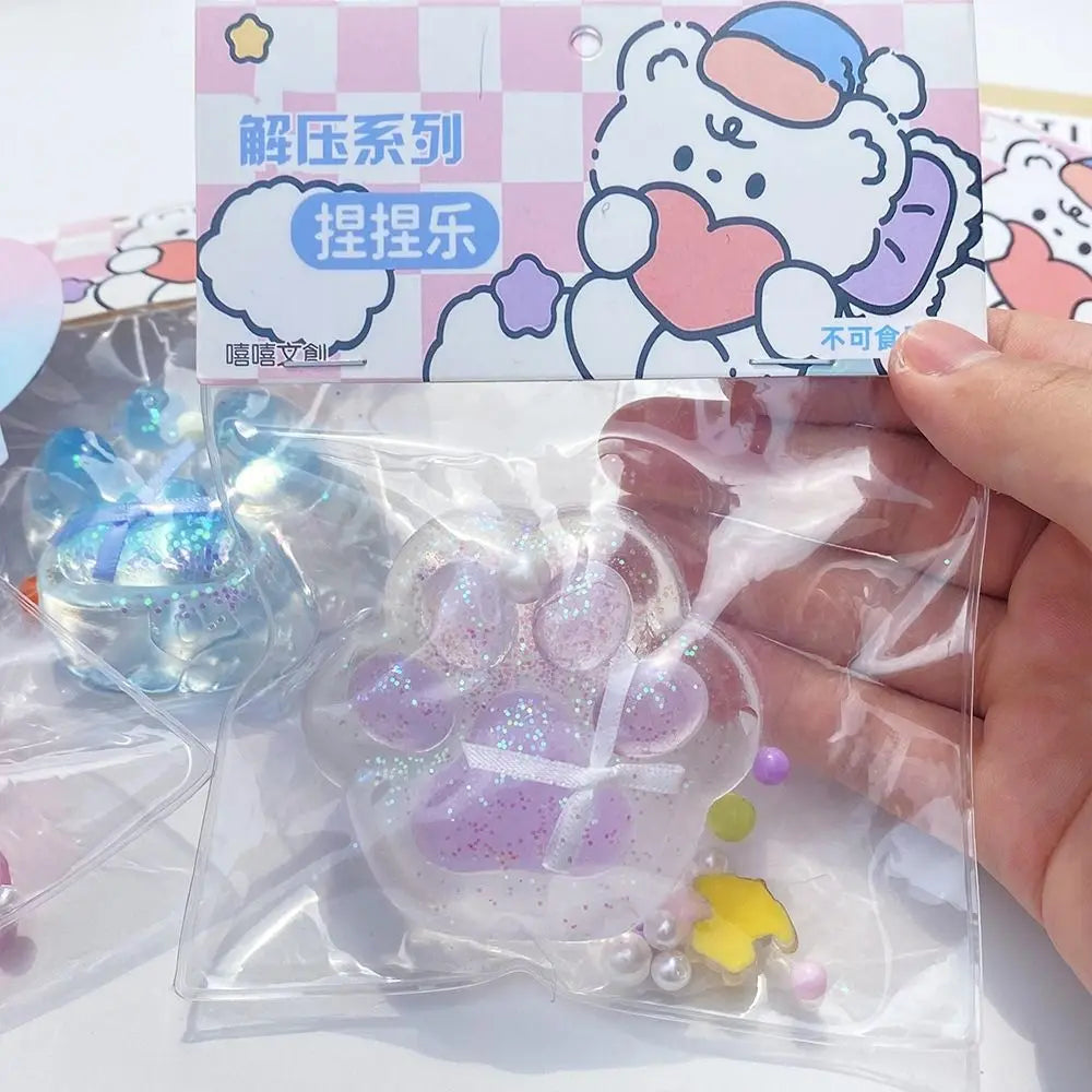 Cartoon Cat Claw Squeeze Pinching Transparent Toy Cute Cat Paw Slow Rebound Decompression Toy Kids Stress Release Vent Toy
