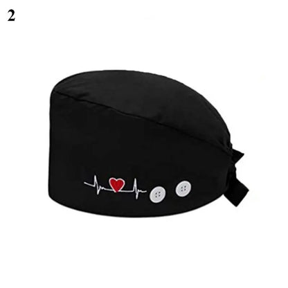 Floral Soft Hat Printing Nurse Sweat-absorbent Head Wrap Towel Surgical Anti-Dirty Pure Cotton Cap With Button Scrub Cap
