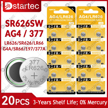 1.55V LR626 AG4 377A 377 177 376 SR66 626A L626 Button Batteries For Watch Toys Remote SR626SW AG 4 Cell Coin Alkaline Battery