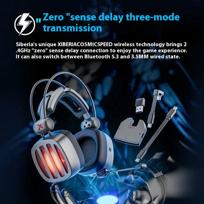 Xiberia S21 GS Headphones With Detachable Noise Cancelling Mic 4-Mode Long Endurance Ultra Low Latency Custom Gaming Headphones