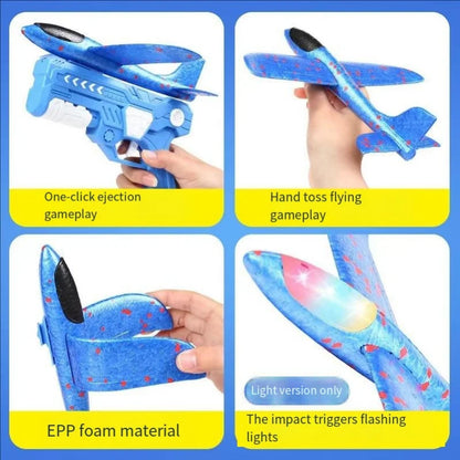 Ejection Plane Gun Toy Boy Boy Hand Drop Aeroplane Glide Foam Aeroplane Stand Toy Toss Flying Glider Toy Boys Girls