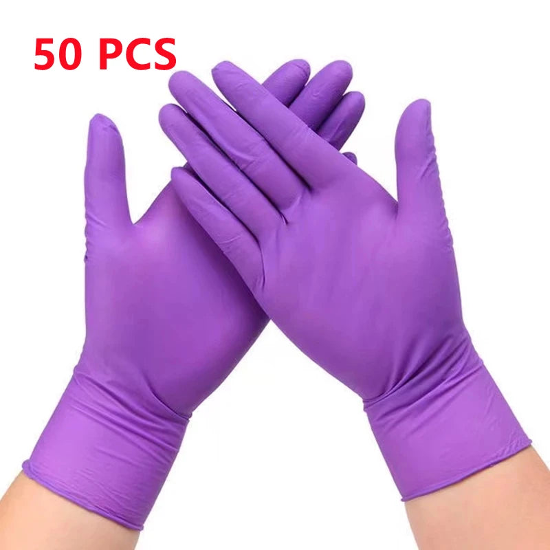 50/100PCS Purple Nitrile Gloves Latex Free Disposable Gloves for Cleaning Mechanic Work Kitchen Dishwashing Garden Beauty Tattoo