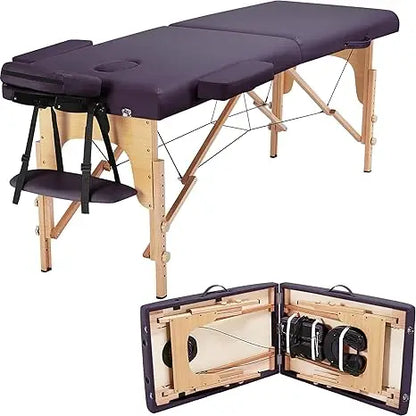 Spa Bed Portable Lash Bed Massage Bed Foldable Spa Table Adjustable 2 Fold Belt Non woven Bag 24 inches, Black