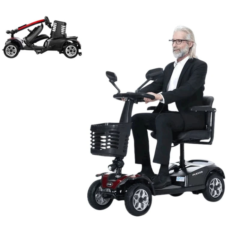 four wheels old age scooter foldable lightweight  electric  wheelchair handicap patients mobility elderly scooter