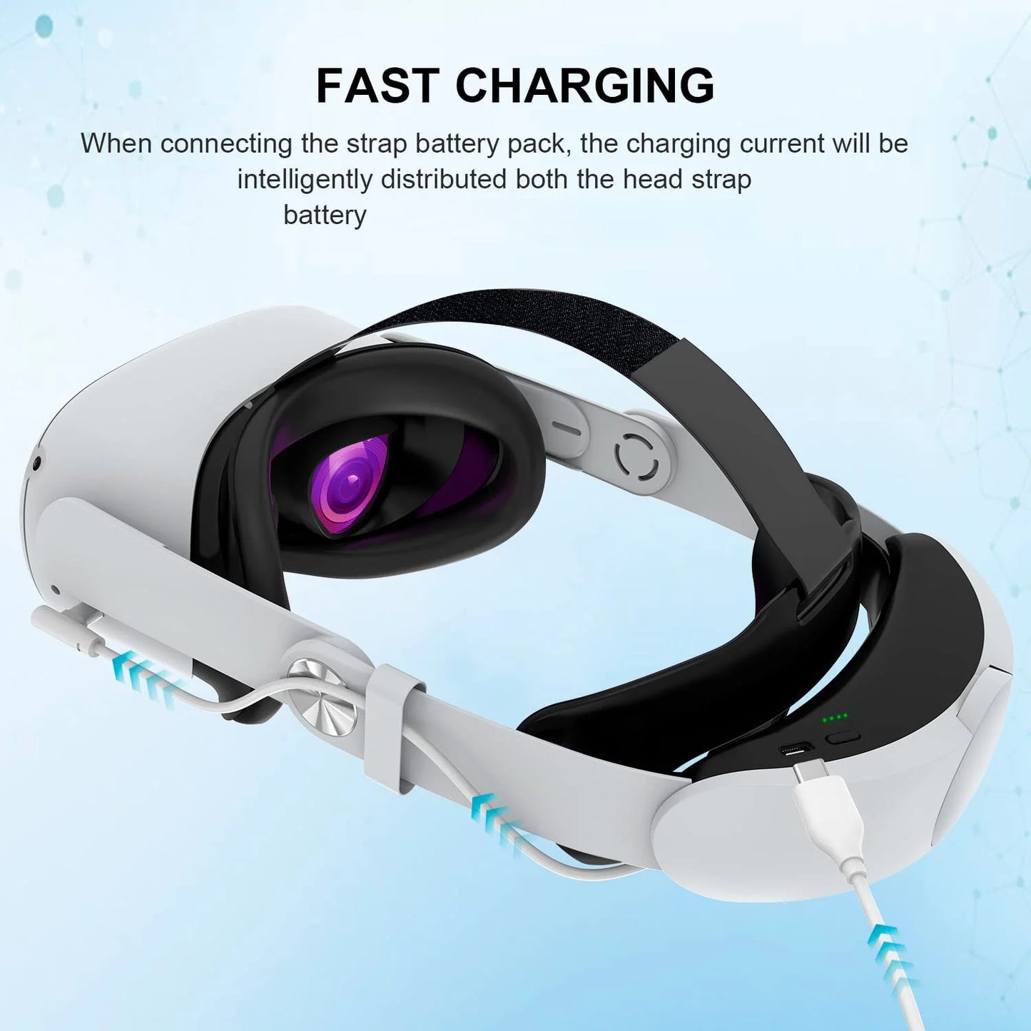 Battery Head Strap for Oculus Quest 2 Adjustable Elite Strap 10000mAh Battery Pack Fast Charging for Quest 2 Accessories