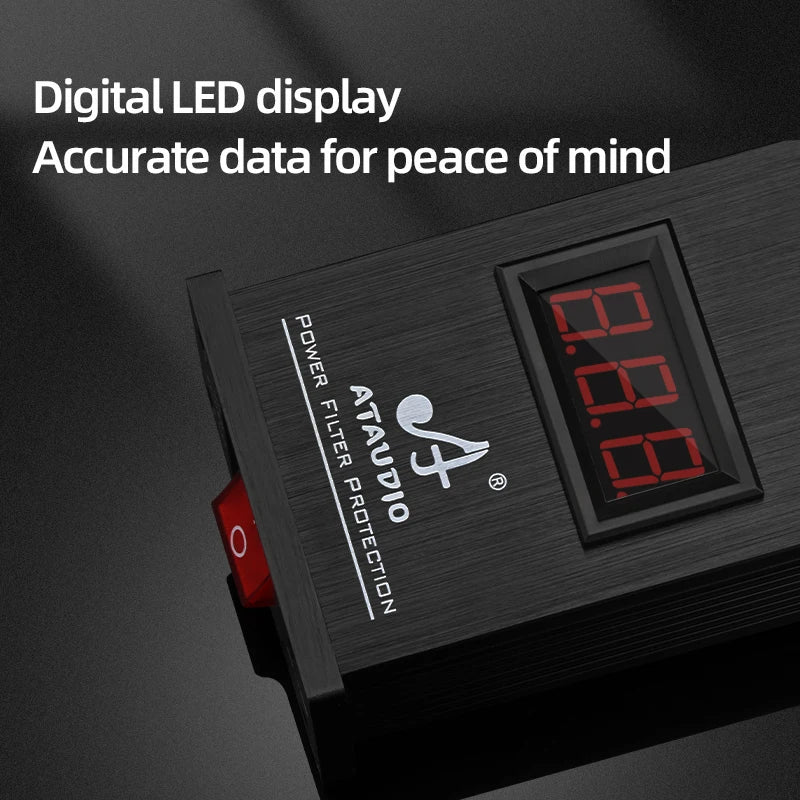 ATAUDIO Hi-end HiFi Audio Power Filter Aluminum Alloy Noise Reduction US Plug / Universal AC Power Socket Audio Purifier Outlet