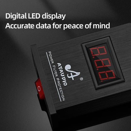 ATAUDIO Hi-end HiFi Audio Power Filter Aluminum Alloy Noise Reduction US Plug / Universal AC Power Socket Audio Purifier Outlet