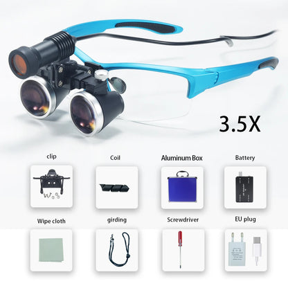 Dental Loupes 2.5/3.5x Black  Magnifier Lab Medical  Magnification Binocular Magnifier Headlight Headlamp 5W Seperately