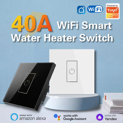 Smart Life WiFi 40A High Power Switch for Boiler Water Heater Air Conditioner Tuya App Control Works with Alexa Google Home